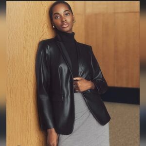 Ann Taylor Women's Black Faux Leather Blazer NWOT